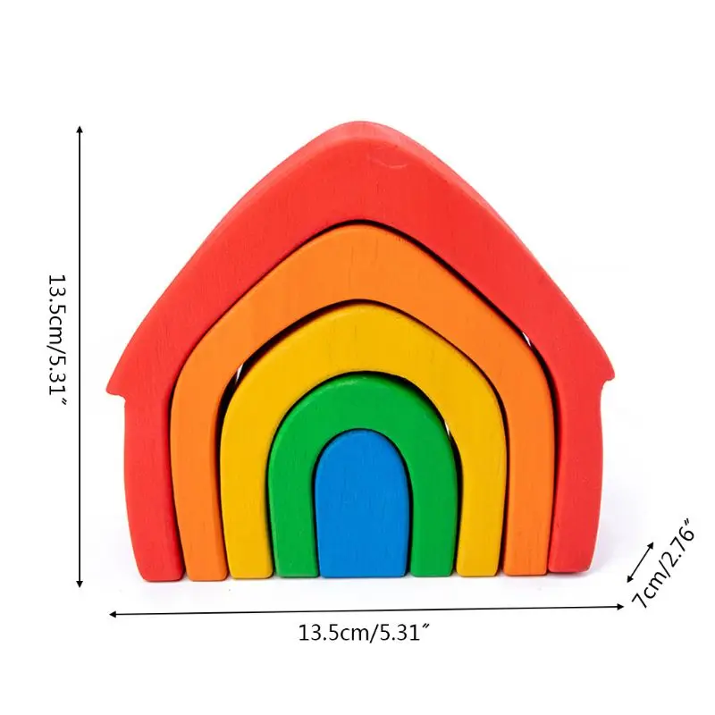 Детские радужные деревянные игрушки штабелируемые блоки деревянное дерево
