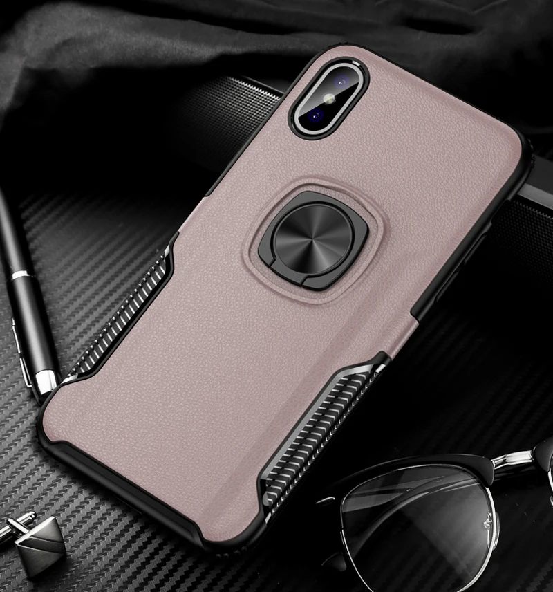 Ударопрочное кольцо Броня чехол для iPhone 6 S 6 S 7 8 Plus X XS XR 11 Pro Max 8 Plus 7Plus 6Plus iPhone6 чехол iPhone7 подставка задняя крышка - Цвет: Pink