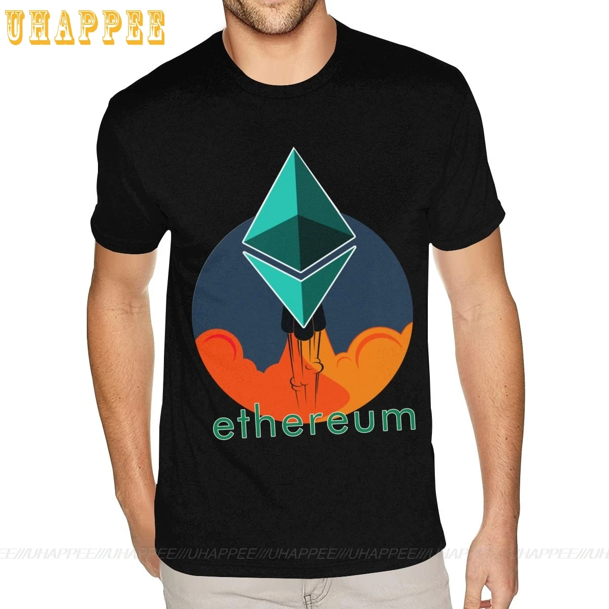 Футболка Rocket To The Moon Ethereum семейные гранж футболки в стиле хип-хоп Мужская модная