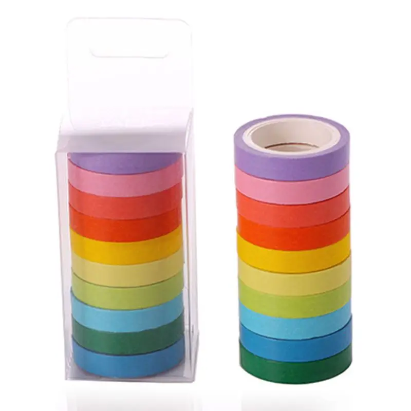 

10Pcs/Lot Macarons Masking Washi Tape Set DIY Craft Decor Scrapbooking Tape for Diary Album Stationery School Supplies