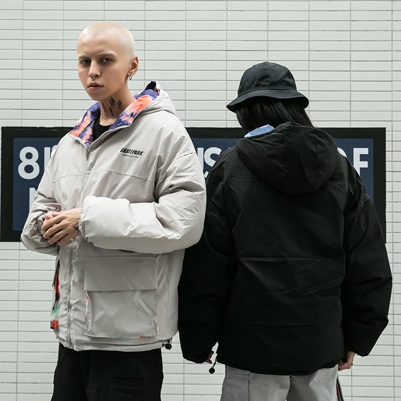 Двухсторонняя одежда парка мужская зимняя куртка толстая с капюшоном Мужское