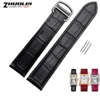 high quality black brown genuine leather watchband with folding buckle for tank 16 17 18 20 22 23 24 25mm straps