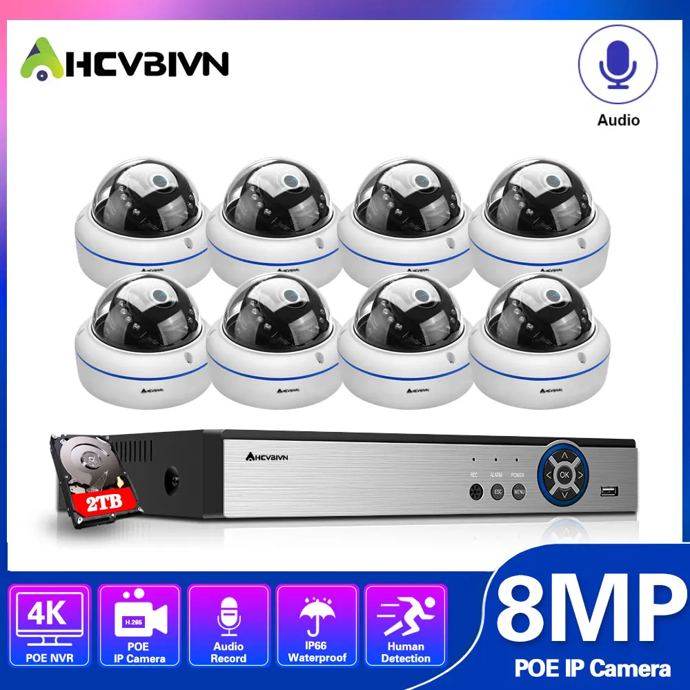

AHCVBIVN 4K SONY CCTV Video Surveillance Kit 8CH POE NVR 3840*2160 8MP Outdoor POE IP Cameras H.265 Security Camera System Set