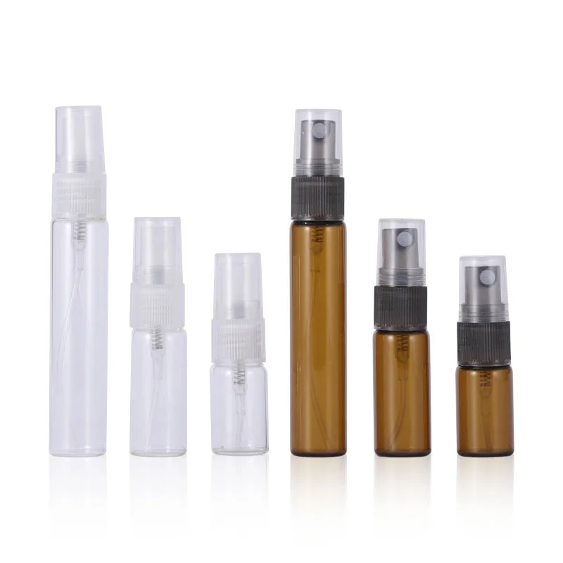 100 X 3ml 5ml 10ml Brown Mini Glass Spray Bottle Sample Mist Sprayer Perfume Display Glass Container Refillable Atomizer Vial