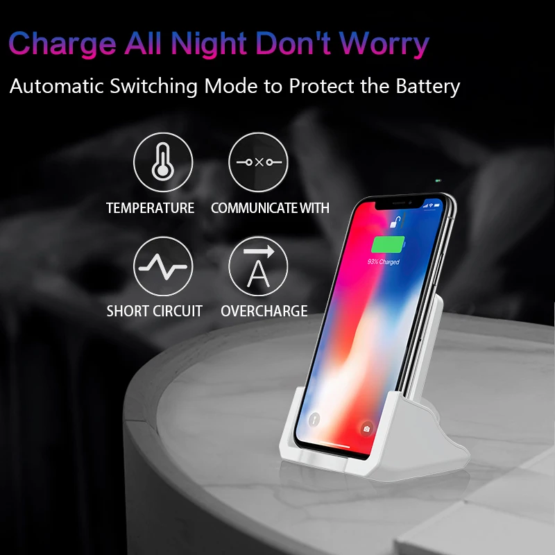 10 Вт Qi Беспроводное зарядное устройство для iPhone X Xs XR 8 plus Быстрая зарядка для samsung S10 S9 Note 9 Xiaomi Mi 9 подставка для мобильного телефона