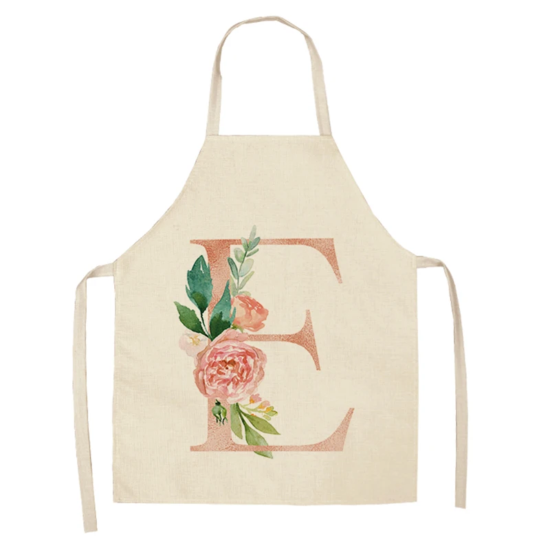 

Letter Flower Kitchen Aprons for Women Cotton Linen Bibs Household Cleaning Pinafore Home Cooking Apron Kitchen Accessory