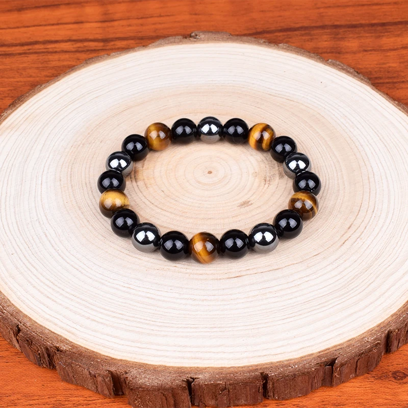 

Fashion 10mm Tiger Eye Bracelets Men Hematite Energy Balance Bracelet Obsidian Health Care Jewelry for Women Gift Pulsera Hombre