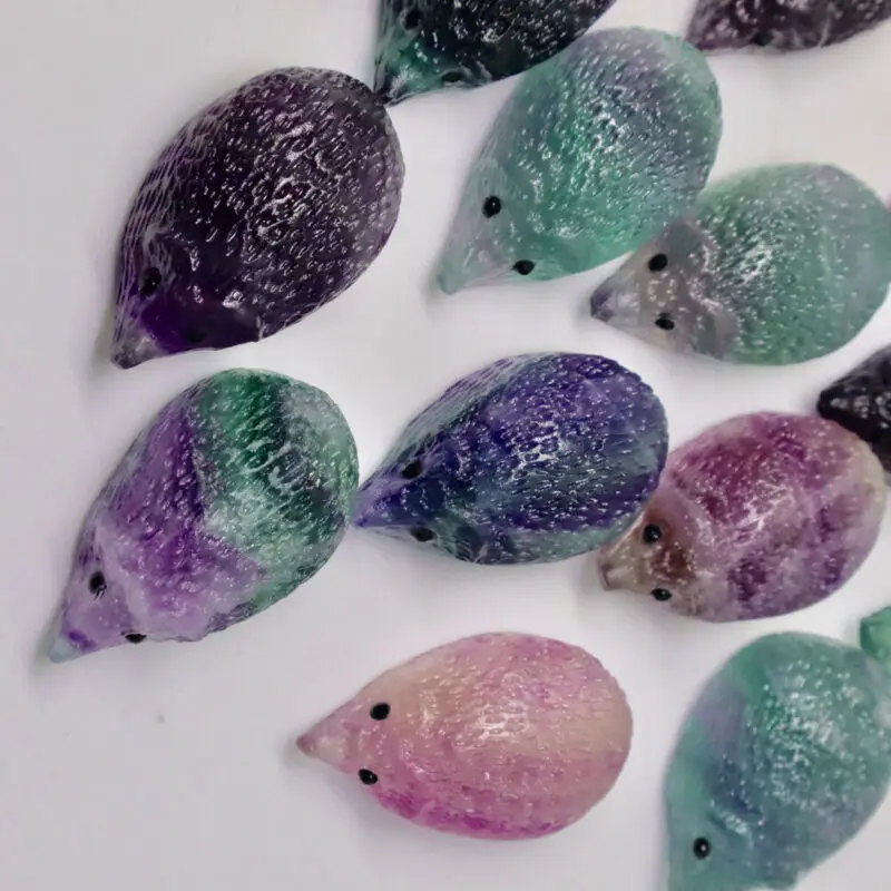 1 шт. натуральный резной красочный флюорит Ежик кварцевый полированный Кристалл