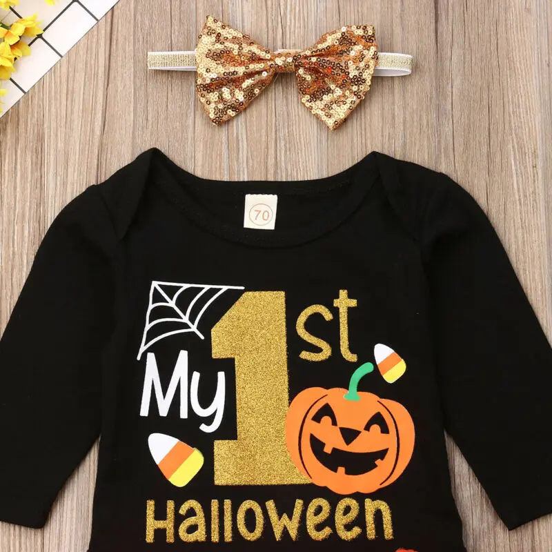 4 предмета в комплекте костюм для Хэллоуина новорожденных одежда малышей девочек