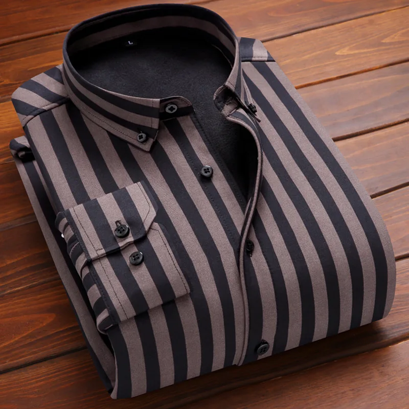 

2021 Autumn And Winter Men's New Plush And Thickened Warm Large Shirt