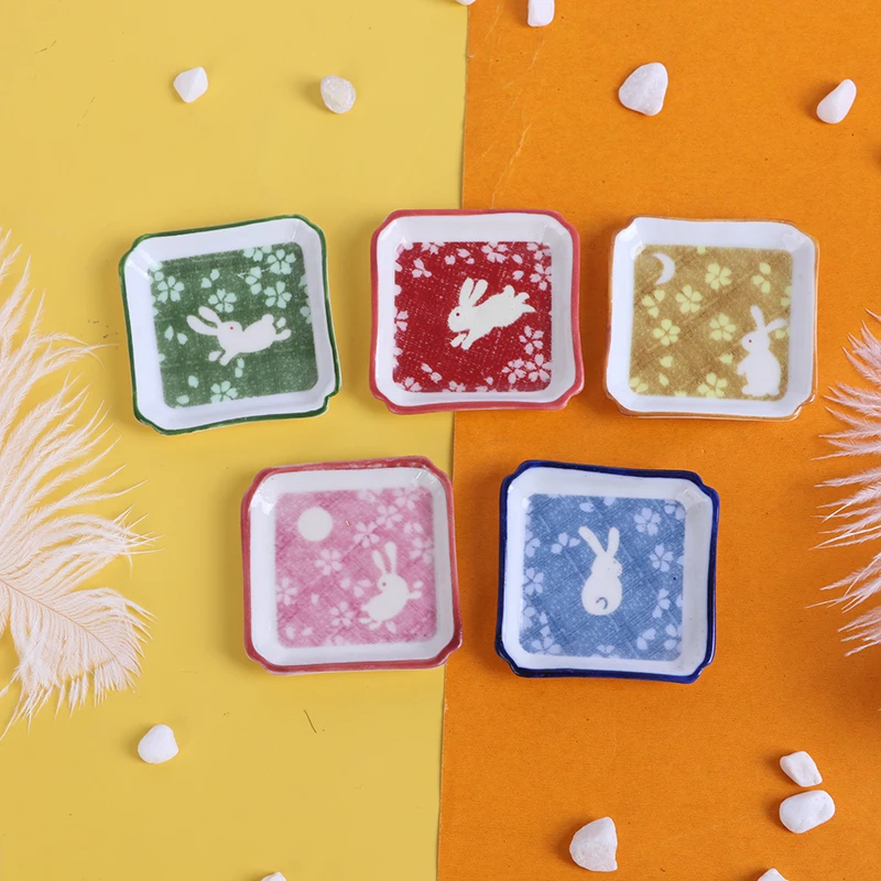 

5CM Dollhouse Mini Ceramics Tableware Plates Trays Doll Food Dishes Kitchen Toy
