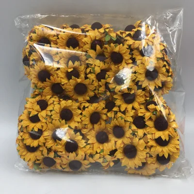 20pcs/50pcs/100pcs/lot artificial Sunflower Paper Fake Flowers Birthday Wedding Card Candy Box Packaging Accessories