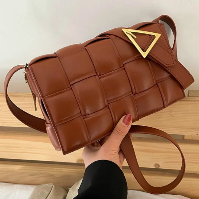 

2021 Solid Color Fashion Shoulder Handbags Female Travel Cross Body Bag Weave Small PU Leather Crossbody Bags For Women