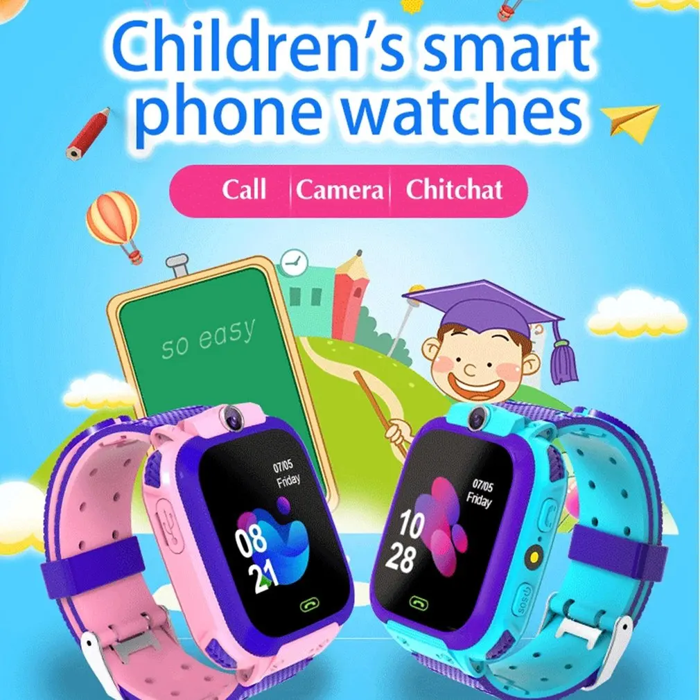 childrens smart watch phone watch smartwatch for kids with sim card photo waterproof kids gift for ios androids phone free global shipping