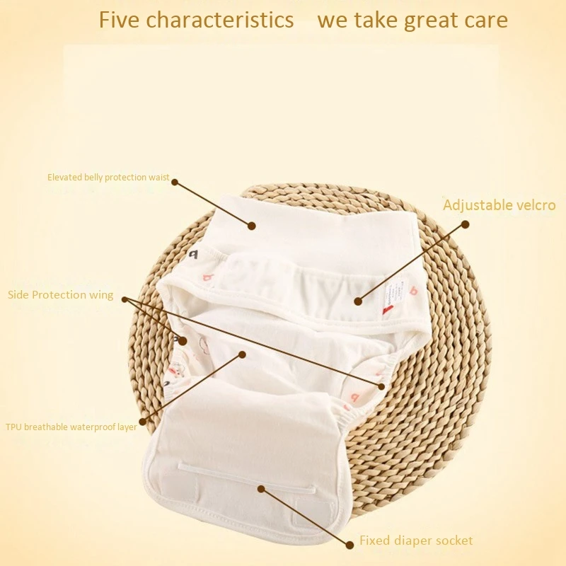 Детские Тканевые Многоразовые милые моющиеся кружевные трусики на подгузник