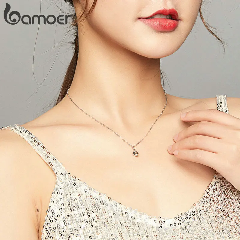 Гладкий маленький кулон ракушка bamoer ожерелье для девочки из стерлингового