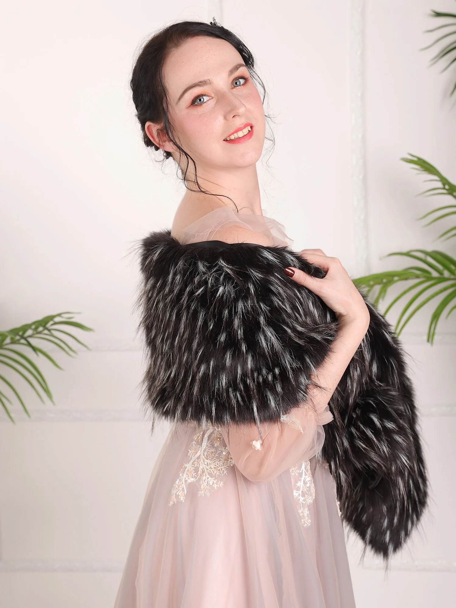 Винтажные черно-белые загадочные теплые шарфы халат с перьями накидка свадебное