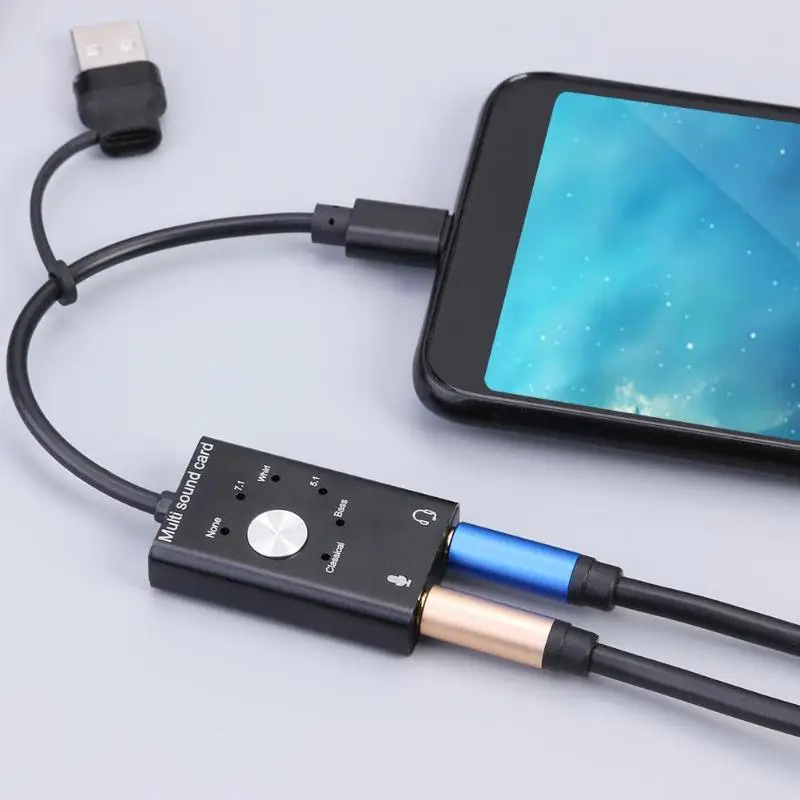 USB-C саундкарта USB 2,0 аудио интерфейс внешний адаптер для ноутбука PS4 гарнитура Поддержка win 2000/2003/XP/Vista