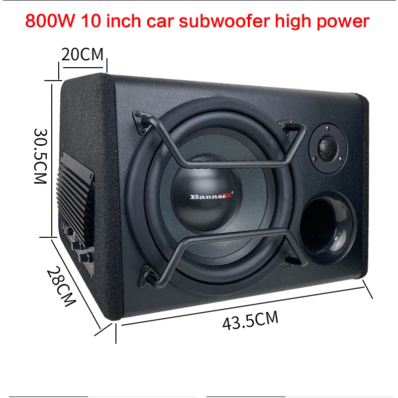 

10 Inch 800W Super Subwoofer with Tweeter Car Audio Fever DIY Car Truck 12V24V High Power Speaker Active Speaker Modification