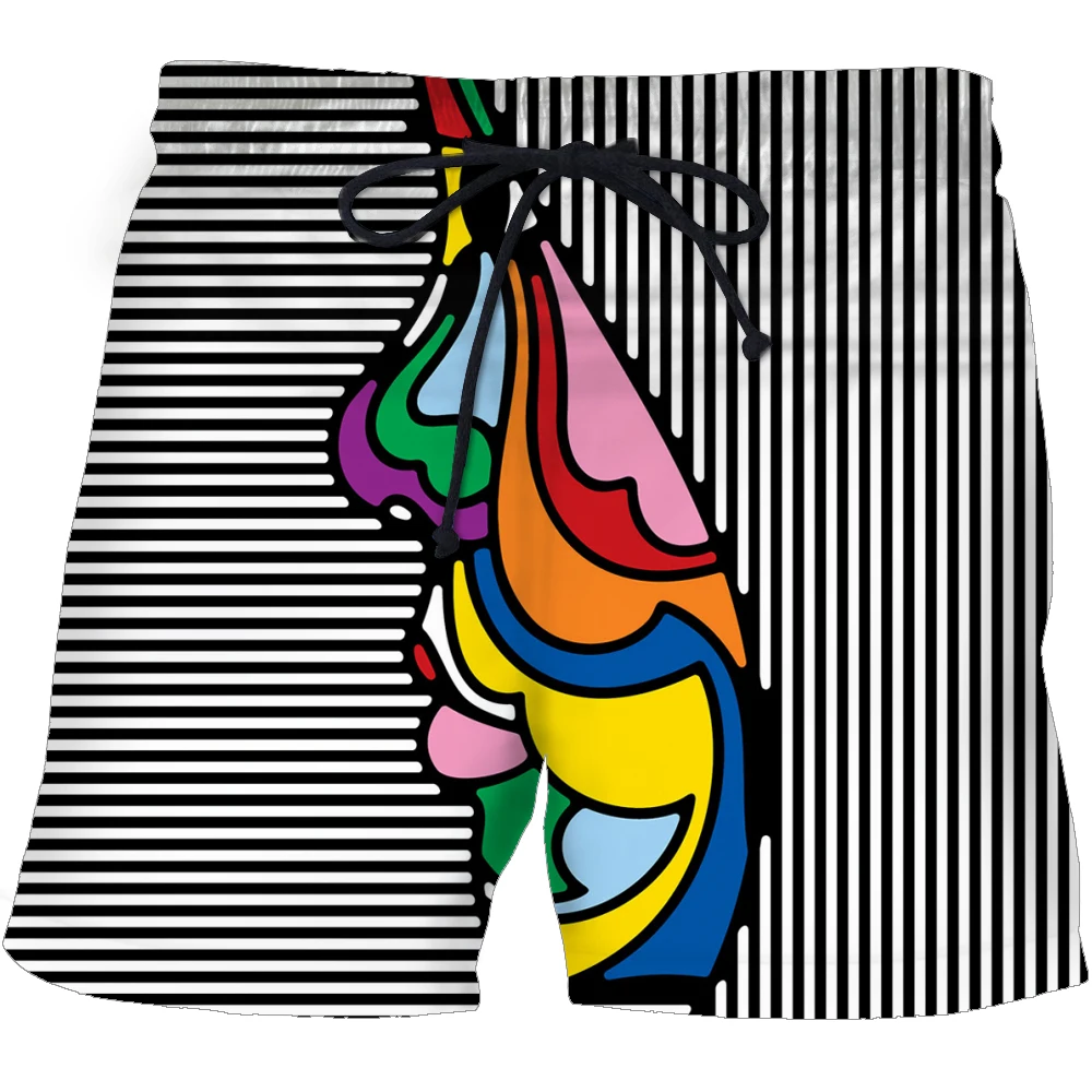 Черно-белые клетчатые шорты мужские пляжные Гавайские с 3D принтом повседневные в