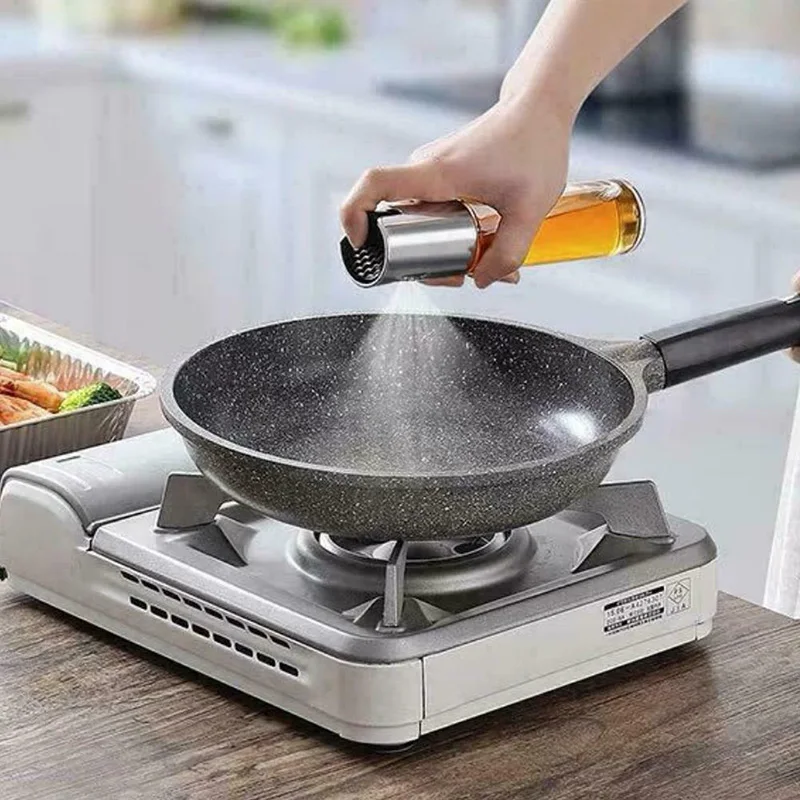 

Glass Oil Sprayer Olive Oil Spray Bottle Stainless Steel Transparent Vinegar Bottle SAL99