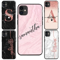 custom name initials rose gold marble case for iphone x xr xs max 6s 8 7 plus se2 cover for iphone 11 13 pro max 12 mini fundas