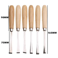 6pcs wooden handle chisel diy wood carving chisel cutter carbon steel head woodworking craft gouges carpenters hand tool