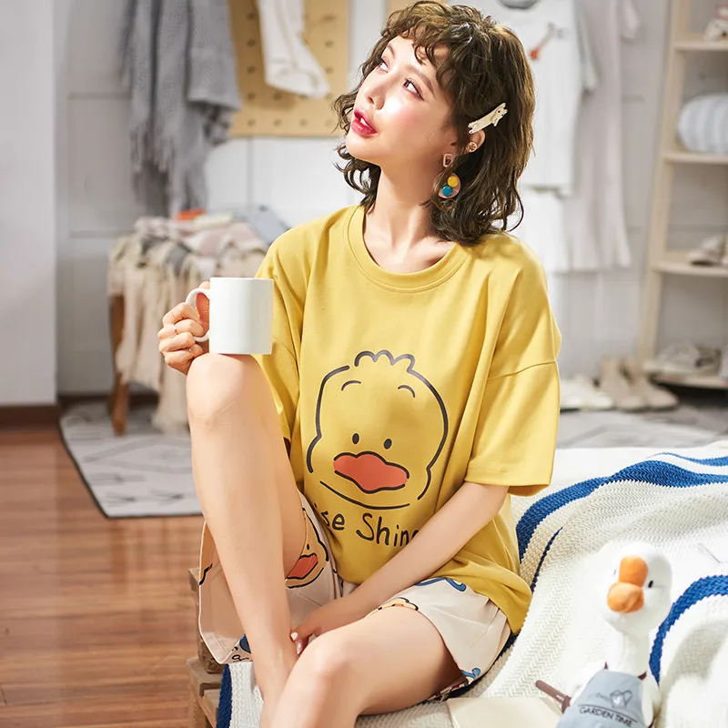 Женский летний Повседневный Спортивный костюм одежда для сна молодых девушек с