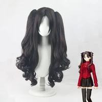 fate rin tosaka cos wig split scalp small tiger mouth clip black and brown revision synthetic heat resistant cosplay wig