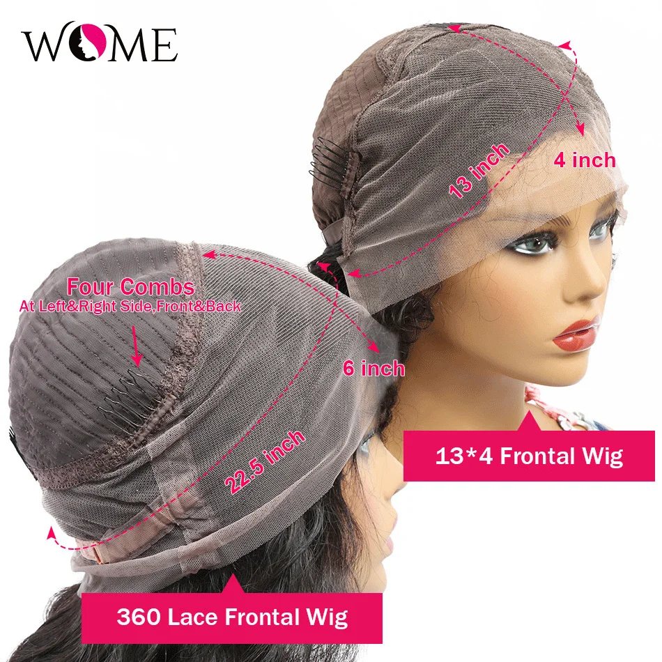 

Wome 13x4 Straight Lace Front Human Hair Wigs 360 Lace Frontal Wigs Remy Brazilian Human Hair Lace Wigs for Women 150 Density