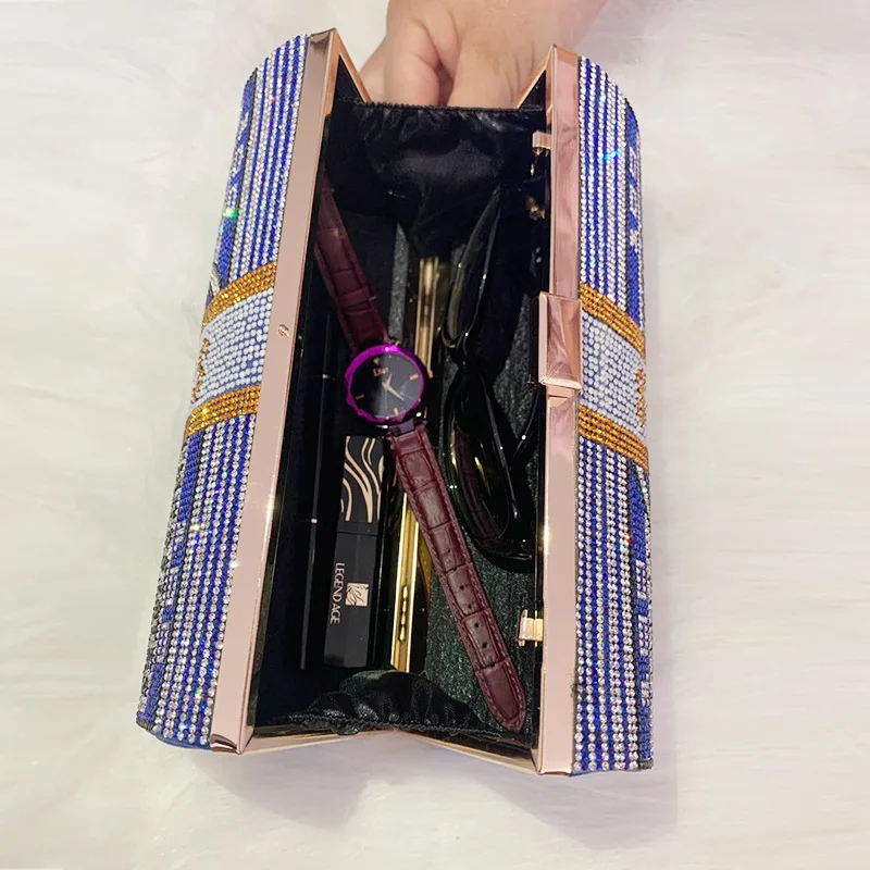 

Horizontal Square One-piece Drop-ship Dinner Bag New Trendy Fashion Dinner Bag Modern Party Party Rhinestone Bag