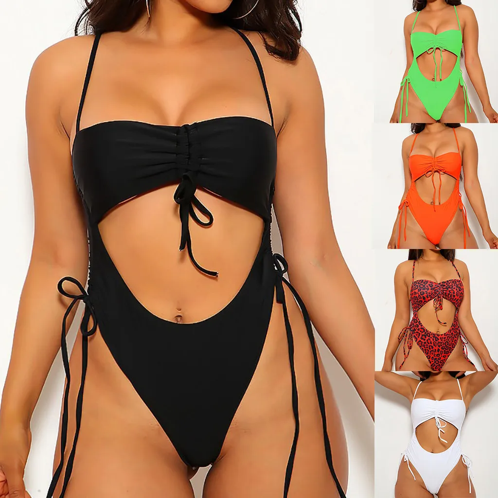 Sexy Bikinis 2020 Swimwear Women's Bikini Solid Set Swimsuit One Piece Filled Bra Beachwear Купальник Женский |