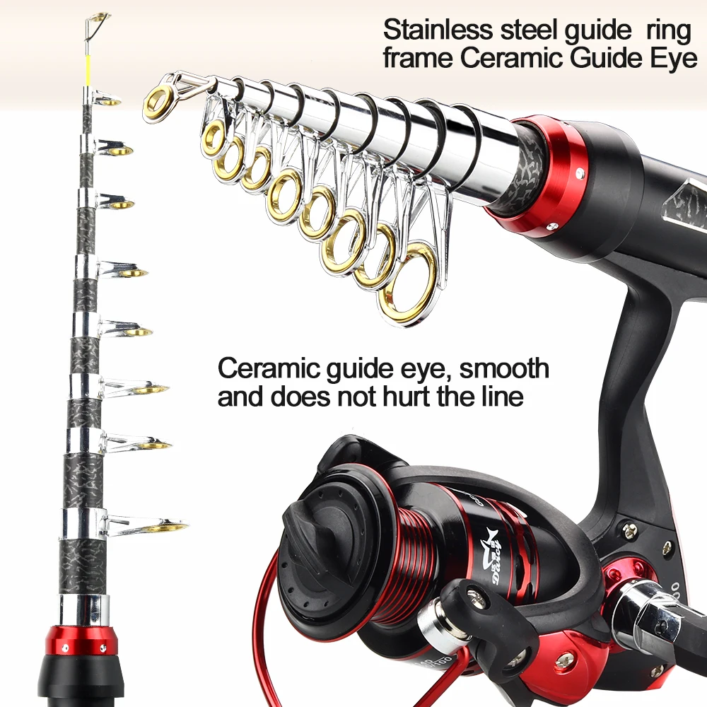 Telescopic Fishing Rod  Reel Combo Optional Set Full Kit Fishing Rod Gear Spinning Reel  Line Lures Space Pesca Mini Travel Surf