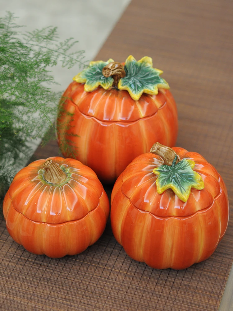 Тыква конфеты банку с крышкой дома Творческий домашняя кухонная для хранения Jar