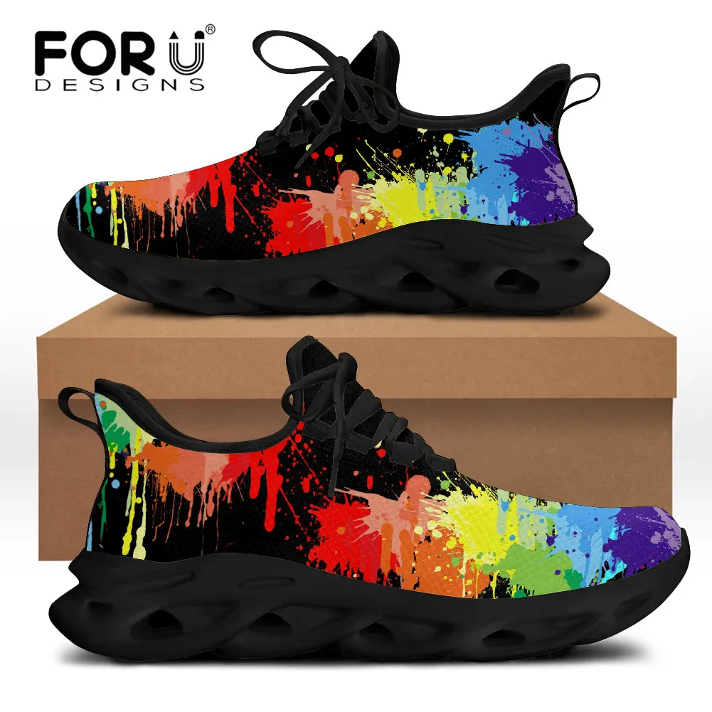 

FORUDESIGNS Men's Fashion Flats Shoes Colorful Graffiti Design Casual Sneakers Lightweight Outdoor Walking Shoes Chaussures 2021