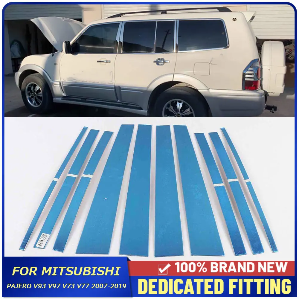 

10Pcs/Set For Mitsubishi Pajero V93 V97 V73 V77 2007-2019 Window Center Pillar Post Cover Trims Frame Stickers Car Styling