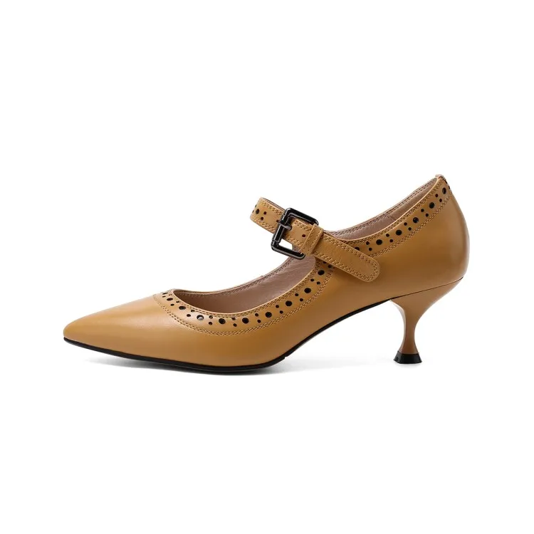 Женские туфли лодочки из мягкой коровьей кожи с острым носком и ремешком