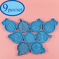 9pcsset flexible silicone mold christmas ball keychain epoxy resin mould pendant key ring making plaster clay molds party decor