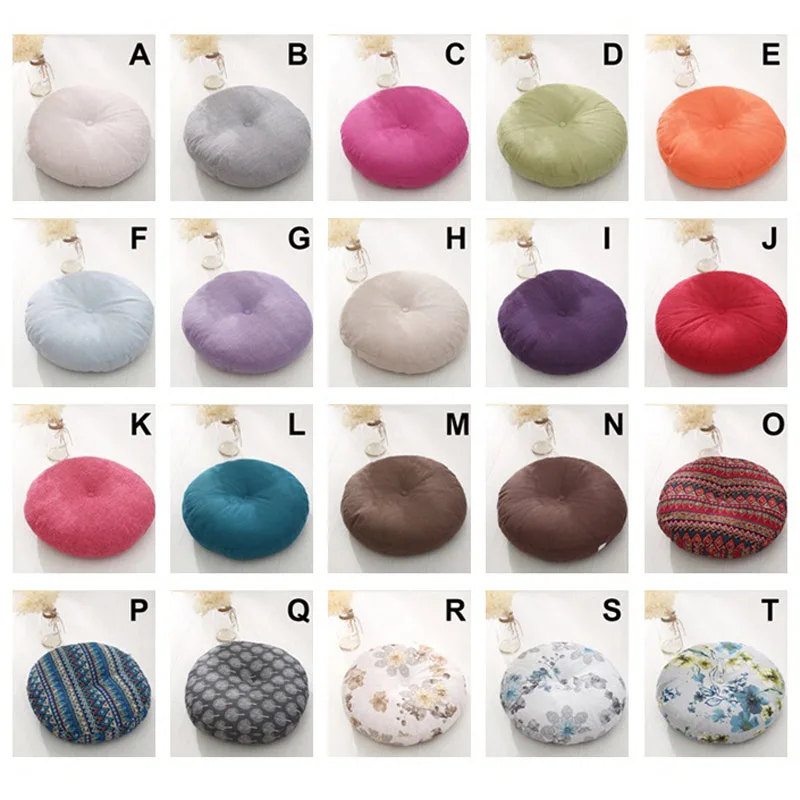 Съемная и моющаяся круглая подушка для сиденья из хлопка льна с сердечником