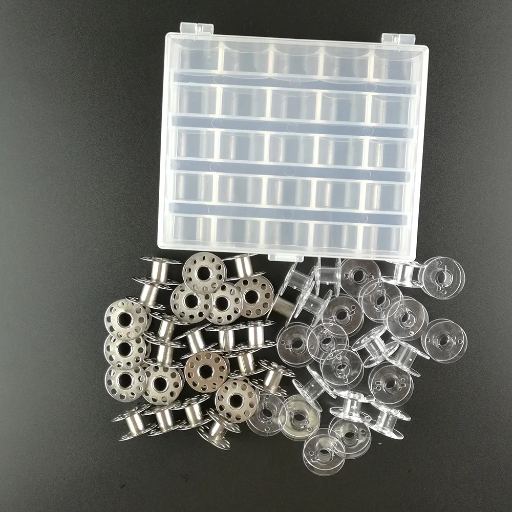 

25 Pcs Klossen Box Set Naaimachine Spoelen Kleurrijke Plastic Metalen Case Opbergdoos Naaien Apparatuur Gereedschap Accessoires