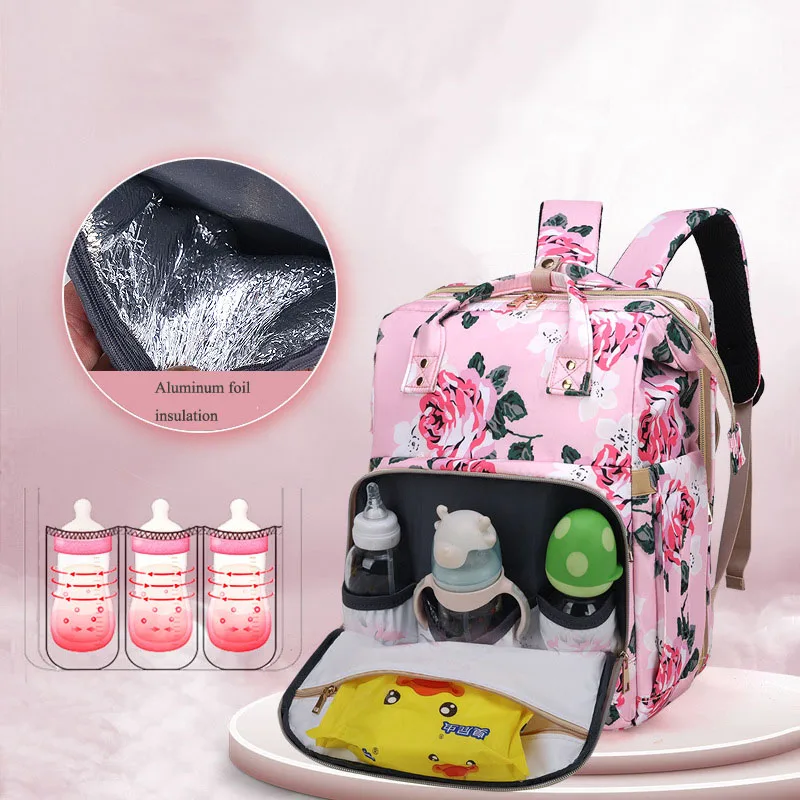 

Новый модный вместительный рюкзак для мамы сумка для подгузников уличная дорожная Сумка Многофункциональная портативная кроватка для бер...