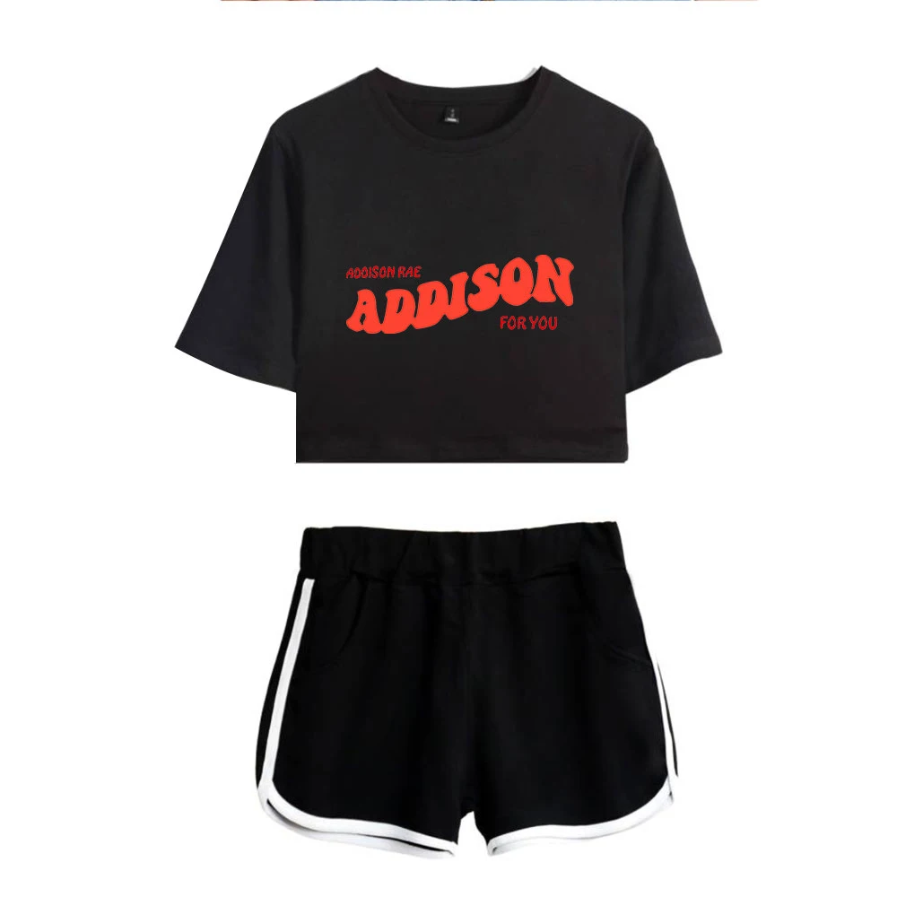 Женские шорты и футболки Addison Rae Pop комплект из двух предметов крутой топ с принтом
