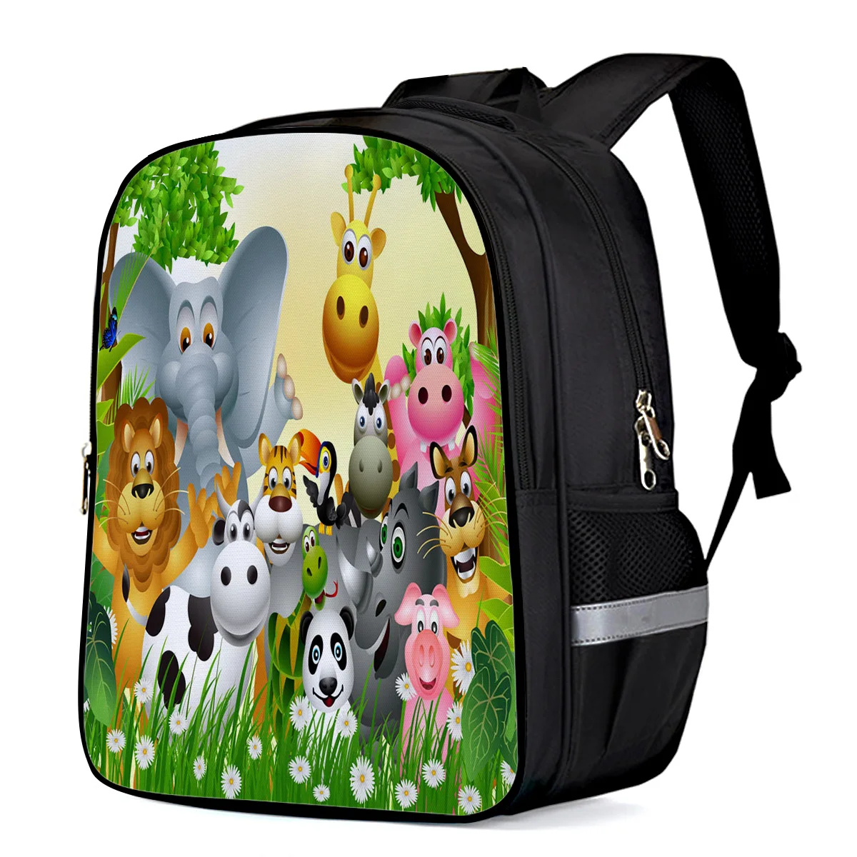 Модные рюкзаки с изображением слона животных тигра жирафа из мультфильмов для