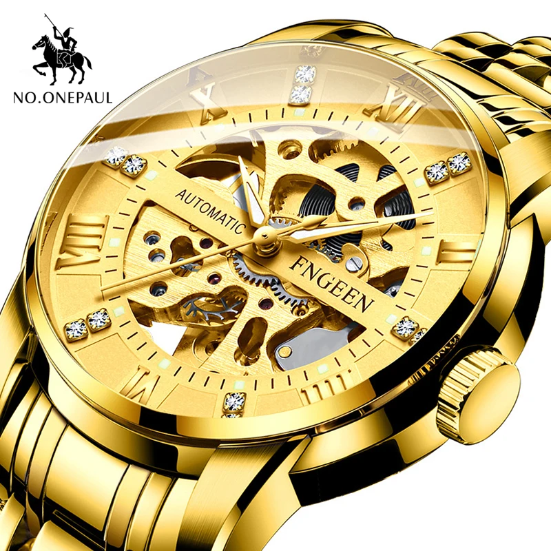 Горячая Распродажа роскошные золотые мужские часы с хронографом из нержавеющей