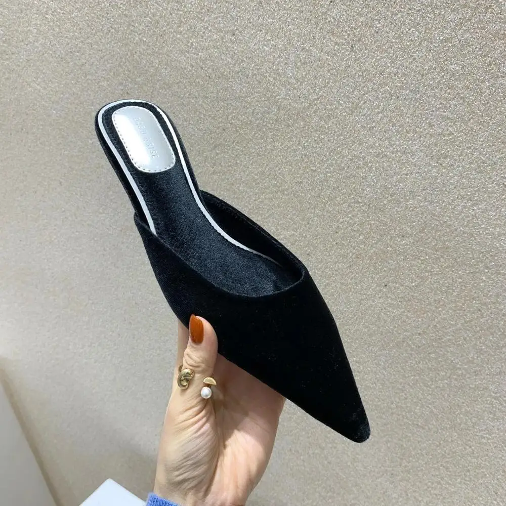 

Fashion Women Slippers Mules Shoes Pointed Toe Slip On Thin Low Heels Slides Shallow Shoes Woman Summer Casual Pumps Elegant