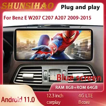 Qualcomm GPS navi headunit for 12.3“ Benz E coupe coupe cabriolet W207 A207 C207 2009-2015 Blu-ray car radio carplay android 11