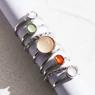 Винтажные кольца с натуральным лунным камнем 8 шт.компл., модные кольца с опалом для женщин и девушек золотого и серебряного цвета, свадебные украшения