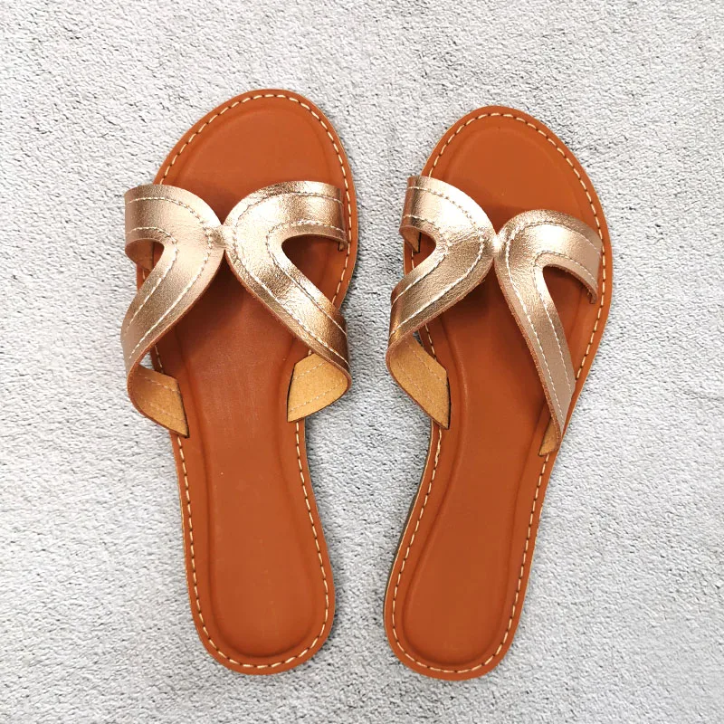 Женские пляжные сандалии больших размеров Летние удобные шлепанцы без застежки