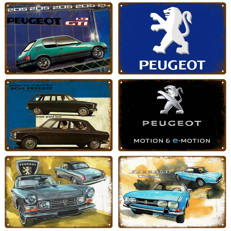 

Peugeot Car Accessories Retro Metal Sign Tin Sign Plaque Metal Wall Decor Vintage Decor Poster Plates Man Cave Shabby Chic