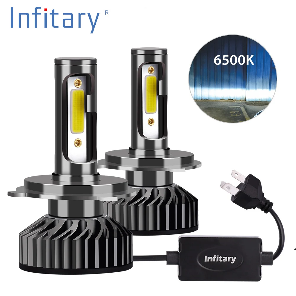 Infitary H7 H4 Автомобильный светодиодный головной светильник лампы H1 H11 H3 H27 880 9005 9006 9007 72 Вт 8000LM 6500K 12V Авто Светодиодный Фонарь налобный мини-фонарь COB Туман светильник